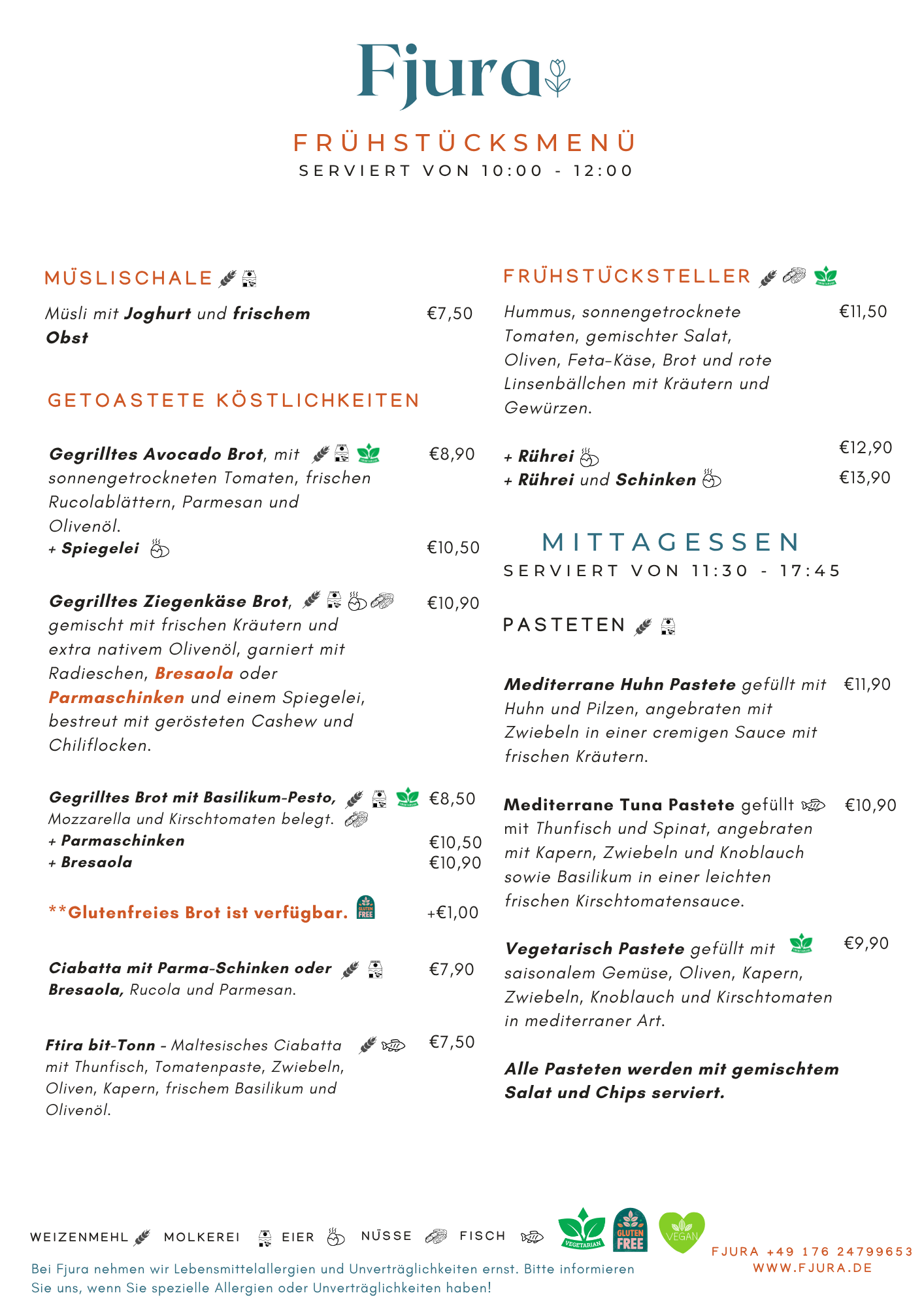 frühstück Menu